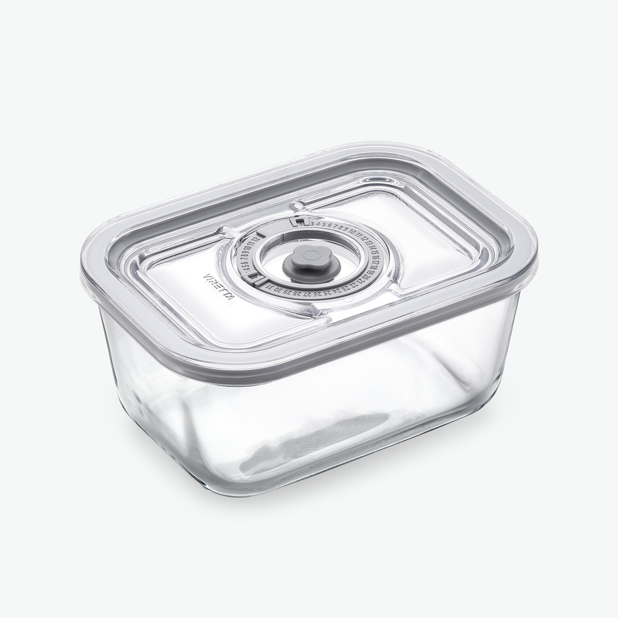 Vakuumbehälter aus Glas, 800 ml, mit Deckel, schräg von vorn