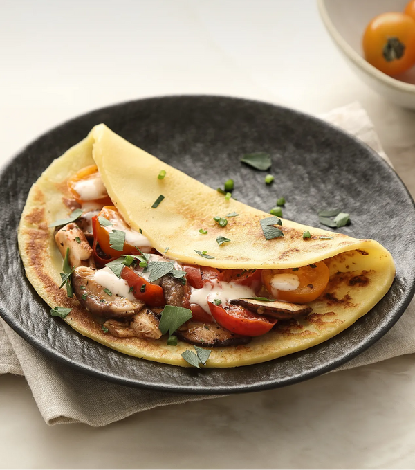 Tomaten- und Pilzpfannkuchen