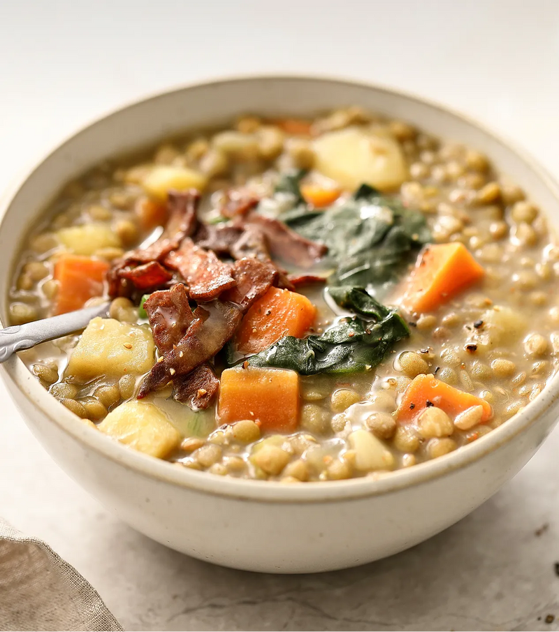 Linsensuppe mit Speck