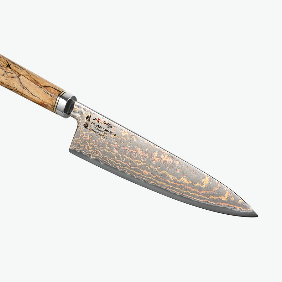 Klinge: Damast mit Kupfer – Patina mit der Zeit
